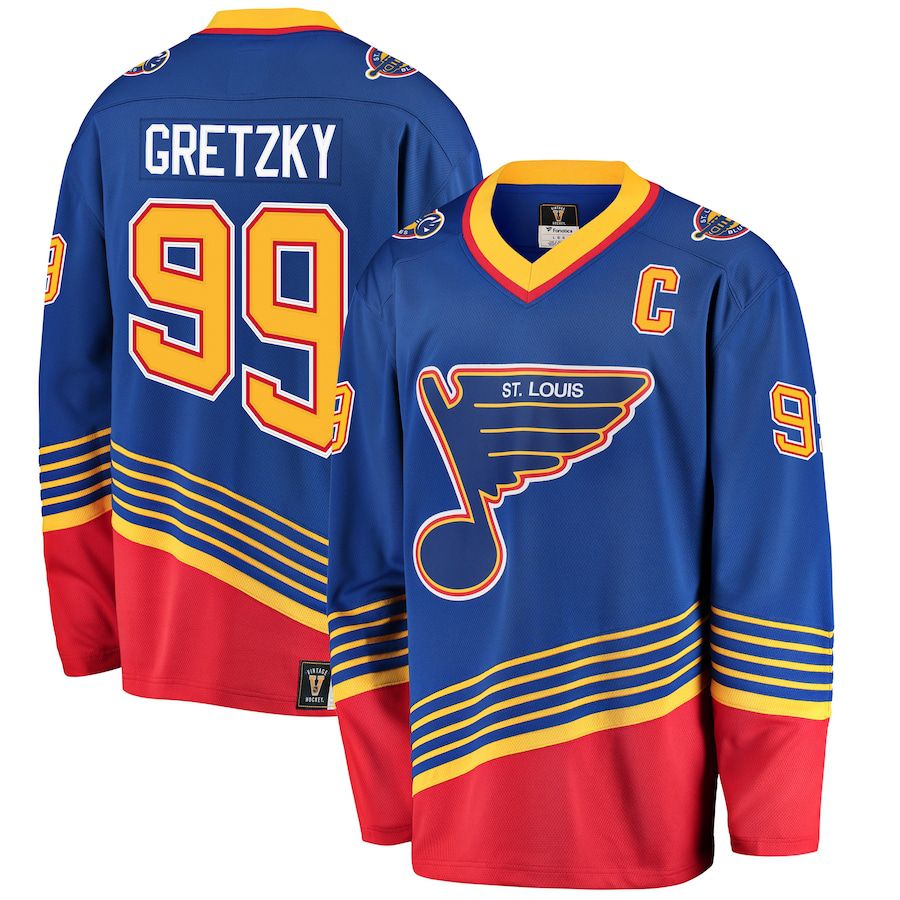Men St. Louis Blues #99 Wayne Gretzky Fanatics Branded Blue Premier Breakaway Retired Player NHL Jersey
